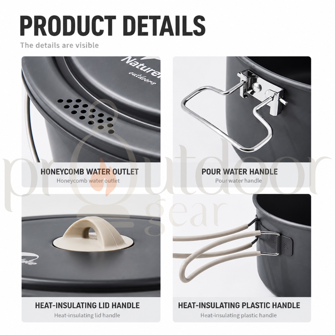 NATUREHIKE CNH22CJ002 JianXing Outdoor Camping Aluminum Alloy Pot Storage Tableware Pots Kitchenware Cooking Set