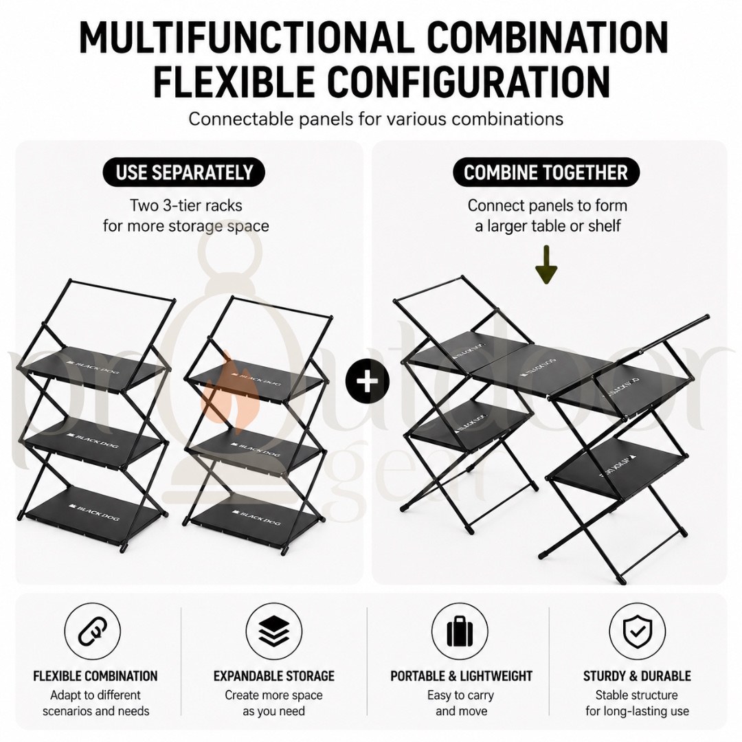 BLACKDOG Outdoor Multi-Layer Shelf Camping Foldable Aluminum Alloy Storage Rack