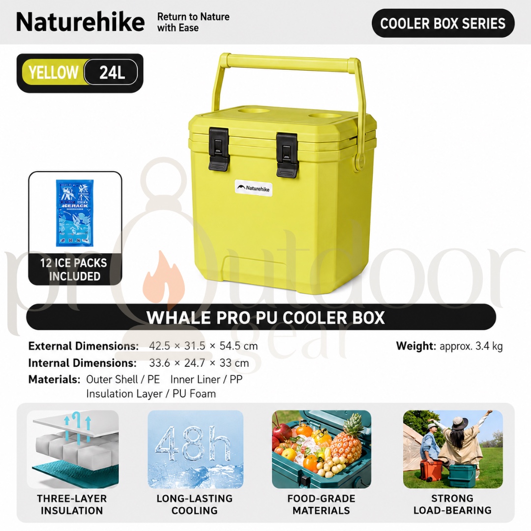 NATUREHIKE CNK2650CF012 Whale Pro PU Cooler Box 17L 24L 36L Ice Cooler Box Camping Picnic Outdoor Insulated Cooler