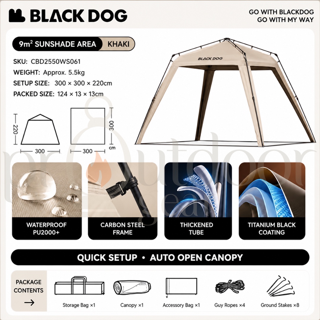 BLACKDOG CBD2550WS061 Chuimen Auto Dome Quick Open Canopy