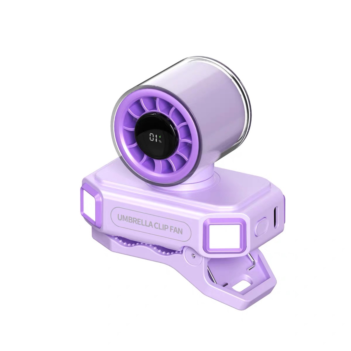 Mini Portable Clip Fan Rechargeable Umbrella Fan Waist Clip Fan Outdoor Camping Fan LED Light 100-Speed