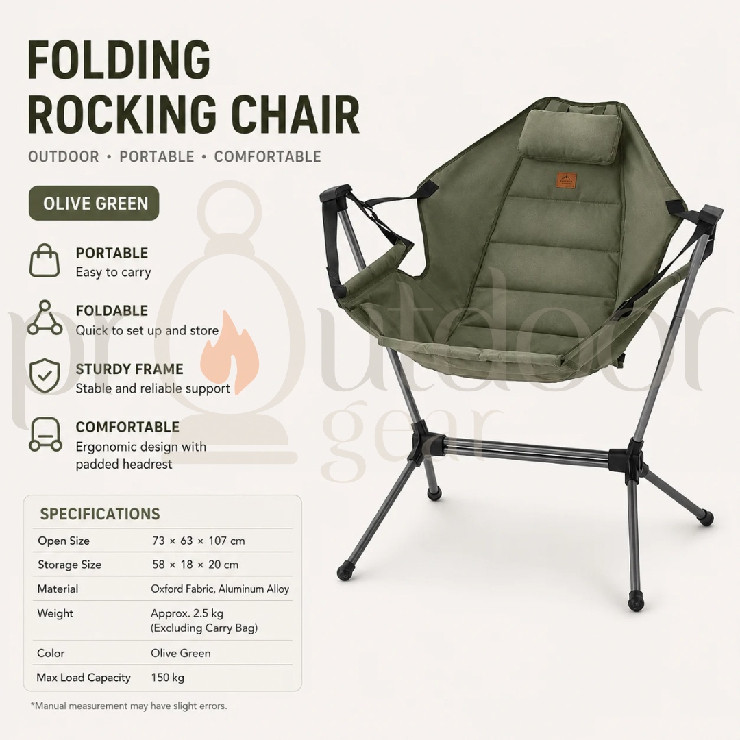 NATUREHIKE NH21JJ004 Outdoor Folding Rocking Chair Ultralight Portable Multi-angle Adjustable Camping Sling Chair