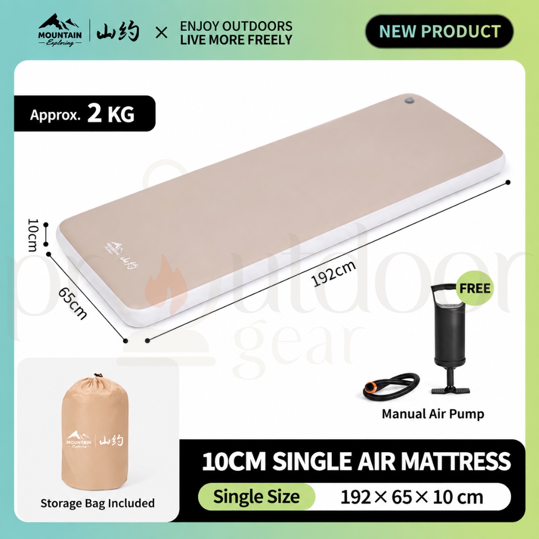 MOUNTAIN 10CM Inflatable Air Mattress Single Double Camping Mattress Outdoor Sleeping Mat
