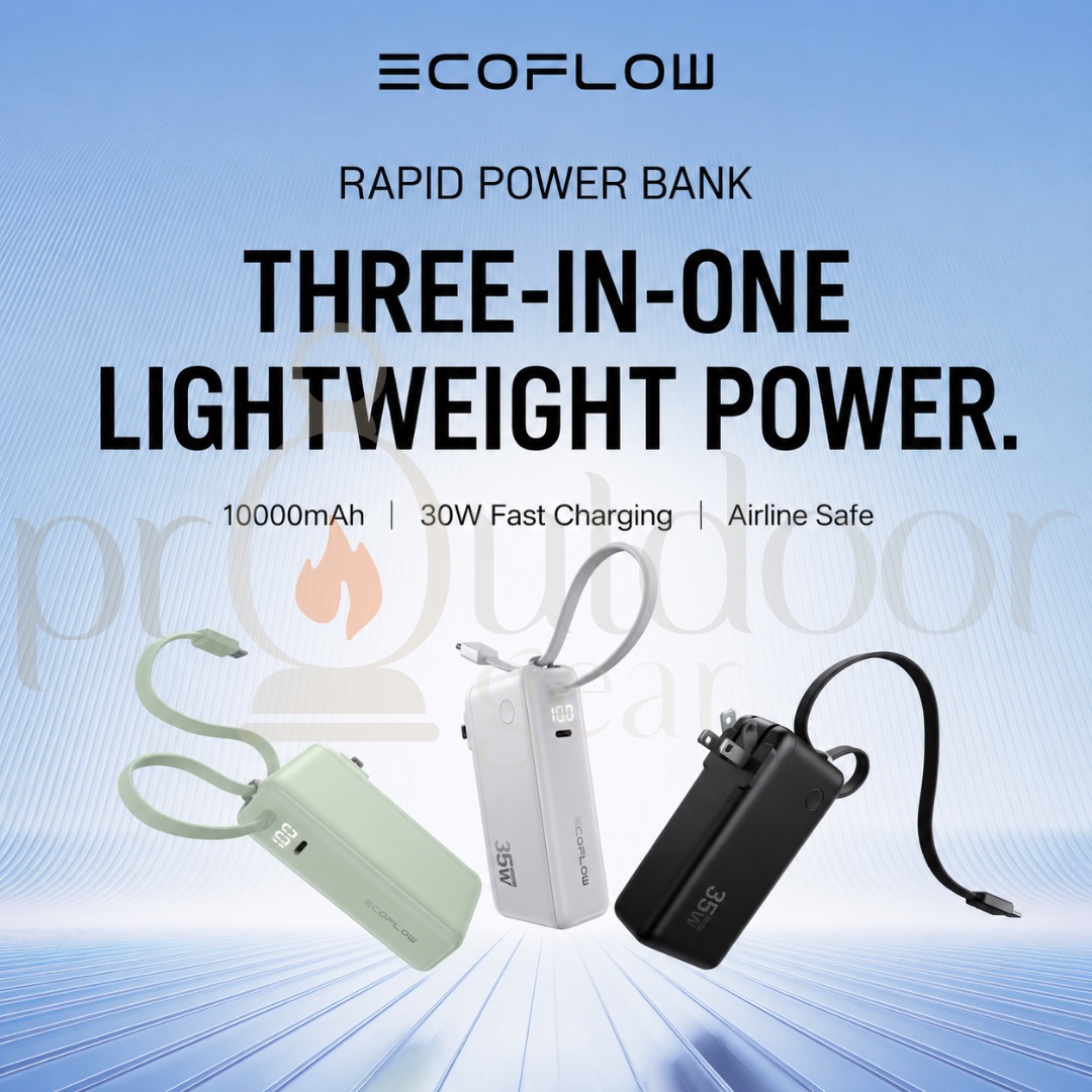 EcoFlow RAPID 10000mAh 30W Fast Charge Power Bank 3-in-1 Built-in Cable Portable Wall Charger PD Fast Charging