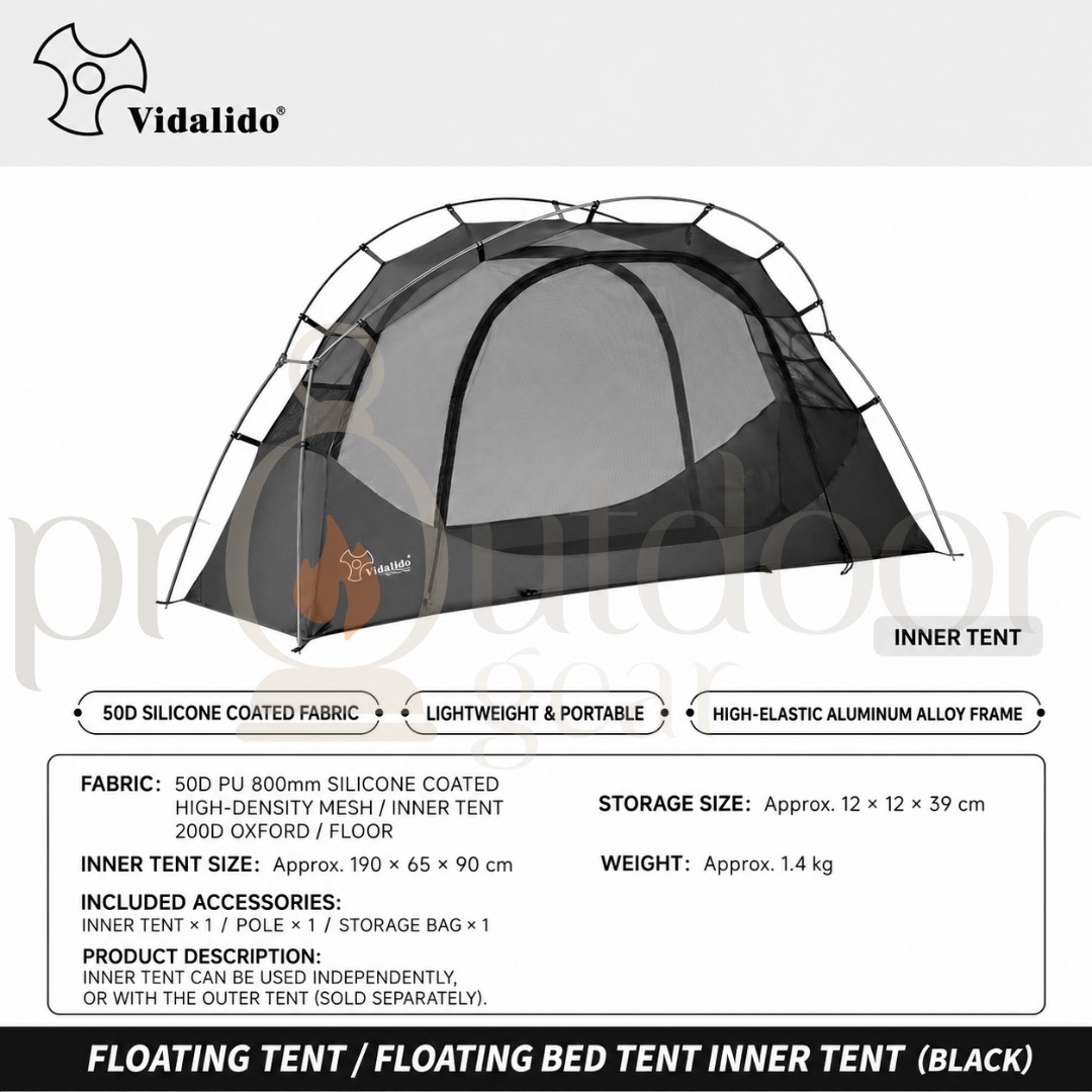 VIDALIDO Floating Island Standard Plus Size Cot Tent 1 Person Mosquito Net Ultra lightweight Mesh Tent
