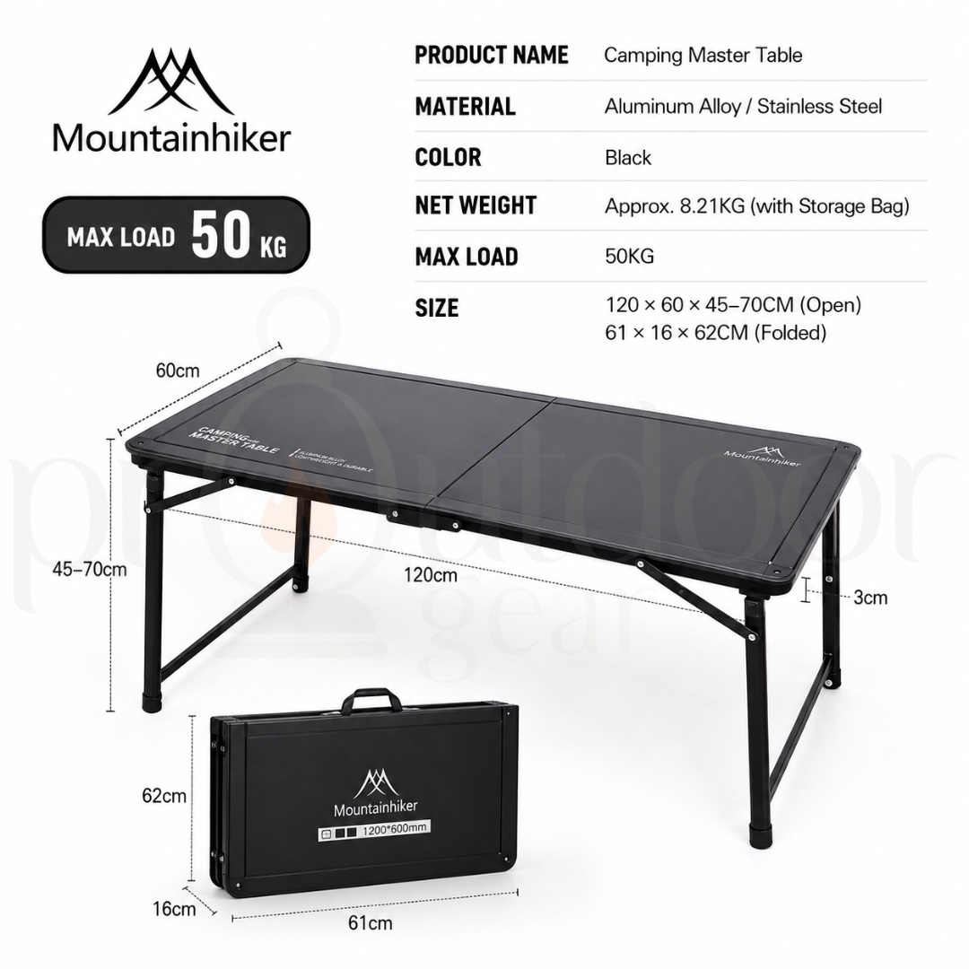 MOUNTAINHIKER SZK1385 Adjustable Folding Camping Table Aluminum Alloy Outdoor Picnic Adjustable Portable Lightweight
