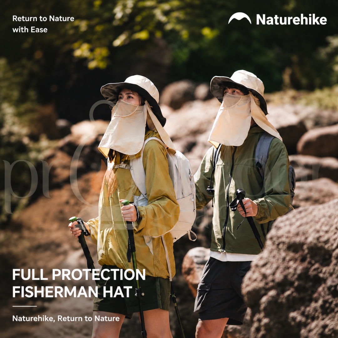 NATUREHIKE Quick Drying UV Protection Fisherman Cap Face Neck Cover Fishing Removable Sunshade Hats CYY2521FS014