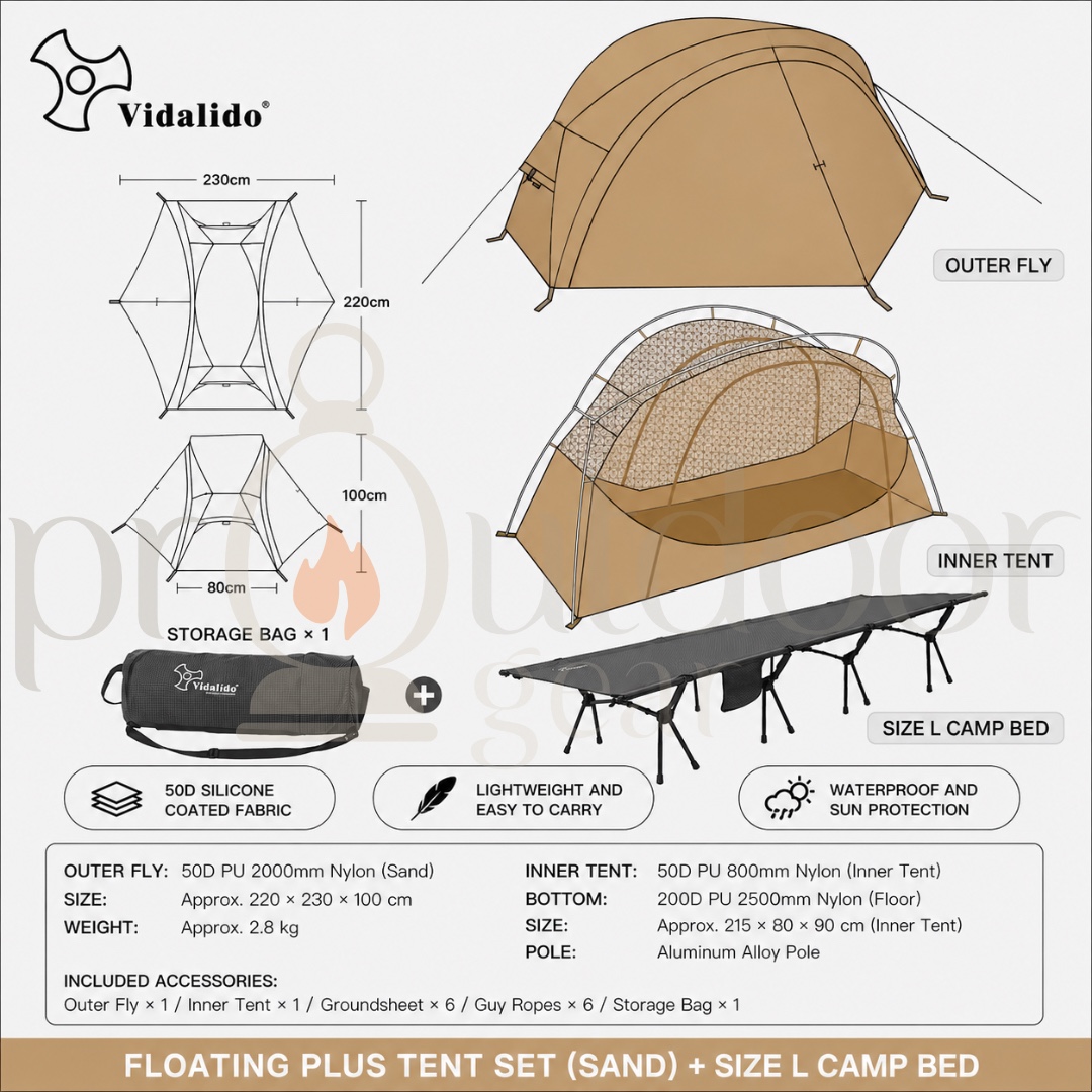 VIDALIDO Floating Island Mosquito Net cot Tent 1 person Ultra lightweight Mesh Tent