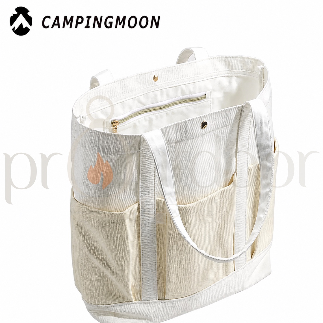 CAMPINGMOON B-191 Canvas Tote Bag Large Capacity Multi Pocket Shoulder Bag Durable Shopping Travel Work Camping Bag
