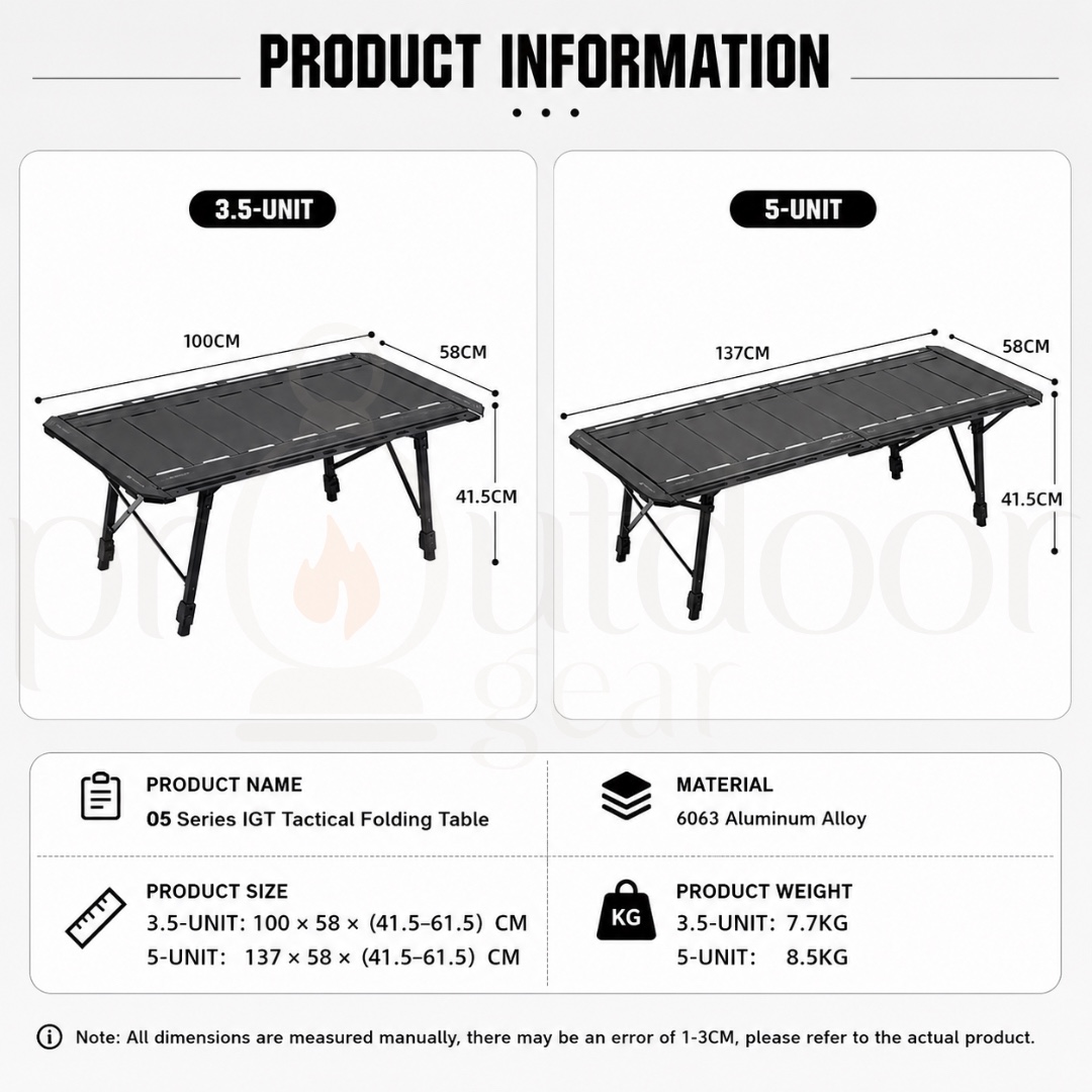 SHINETRIP A584 3.5 Unit / 5 Unit Series IGT Tactical Folding Table Modular Aluminum Camping Table