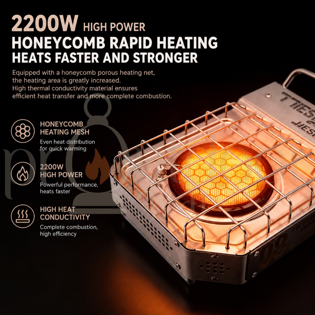 GOOUT SPRINGHILL Hestia Cassette Gas Stove 2200W Stainless Steel Portable Camping Stove with Magnetic Gas Canister