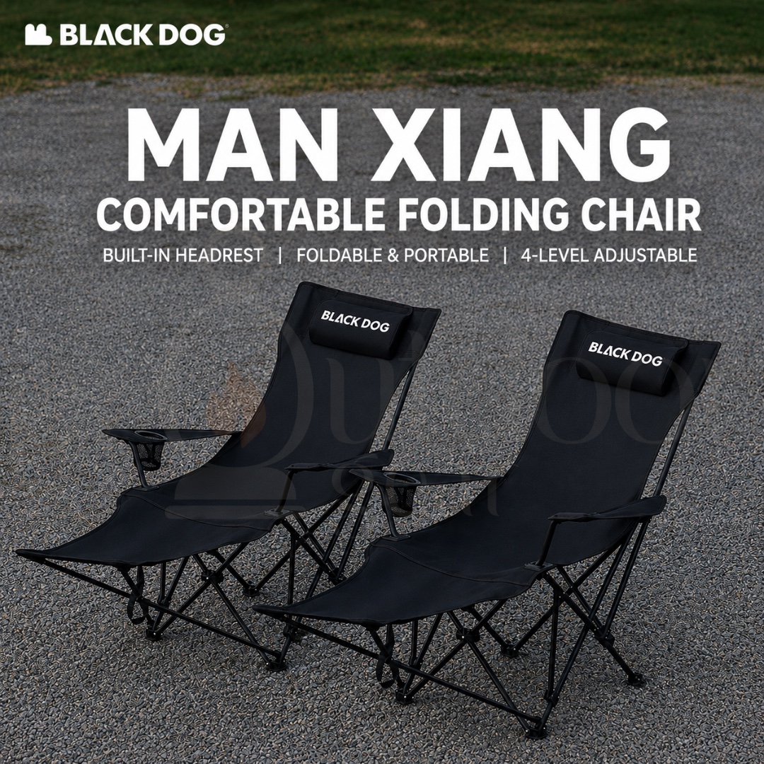 BLACKDOG CBD2300JJ021 CBD2550JJ066 MAN XIANG Mesh Folding Reclining Camping Chair Adjustable Footrest High Back
