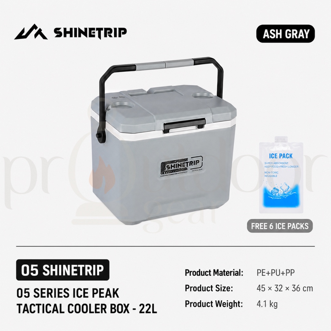 SHINETRIP A608 Ice Peak Tactical Cooler Box 16L 22L 72H Cold Retention Camping Ice Box Portable Outdoor Cooler