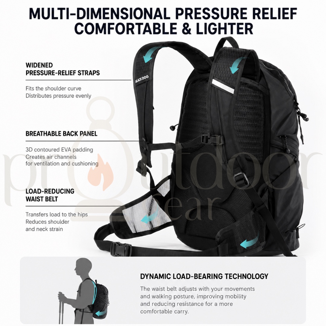 BLACKDOG CBD2650XB010 Awaken 20L Backpack CORDURA Water-Repellent Hiking Lightweight Travel Outdoor Camping Trekking
