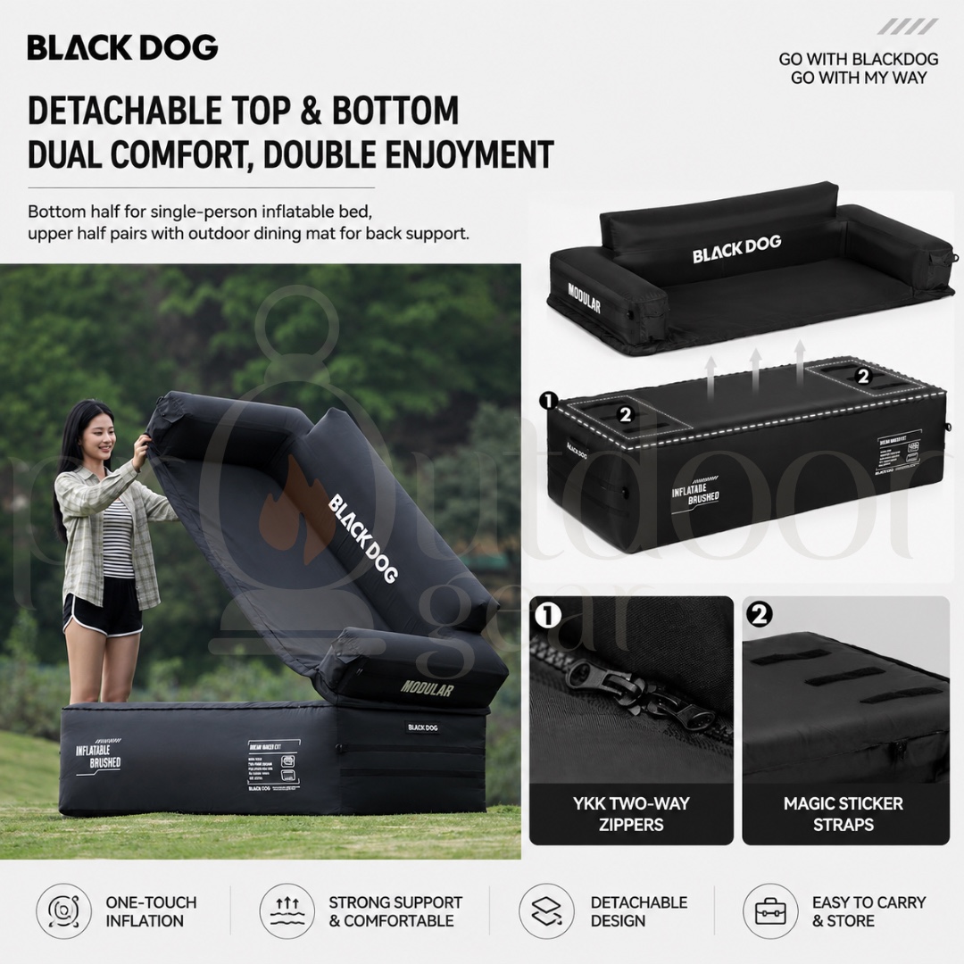 BLACKDOG CBD2550WS072 Dreamer 2-Person Inflatable Sofa Built-in Air Pump Camping Air Couch Portable Outdoor Air Sofa