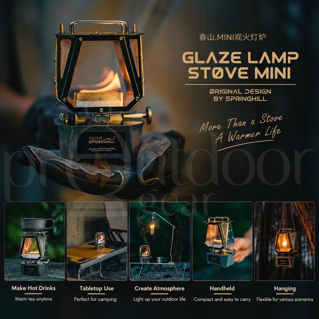 GOOUT SPRINGHILL Mini Viewing Flame Oil Lamp Stove Stainless Steel Camping Lantern Outdoor Kerosene Lamp