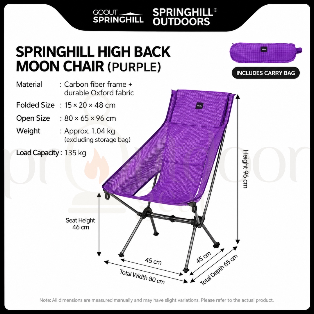 GOOUT SPRINGHILL High Back Moon Chair Carbon Fiber Lightweight Folding Camping Chair Outdoor Portable Chair