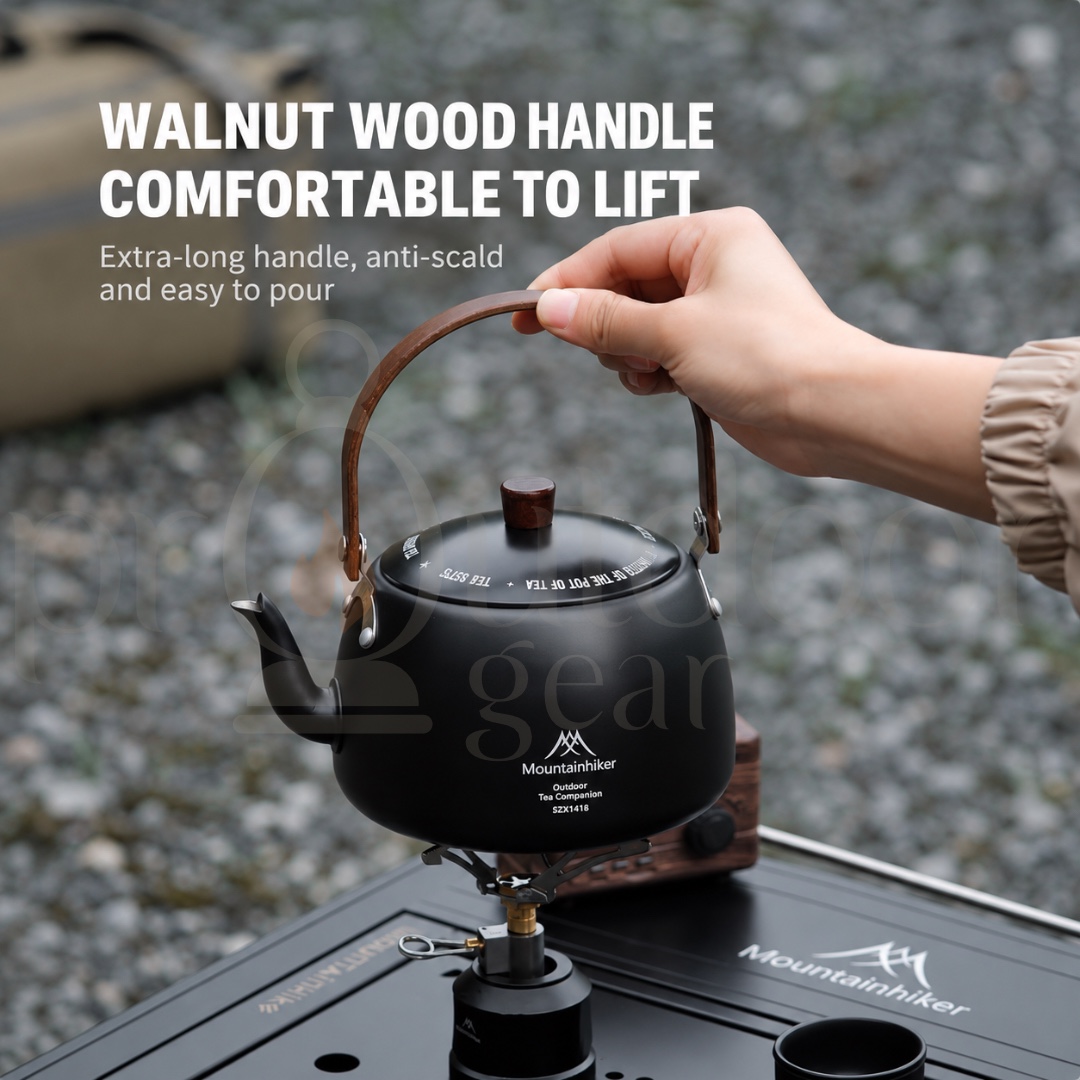 MOUNTAINHIKER SZK1418 Outdoor Camping 5-in-1 Tea Set 1.1L Aluminium Alloy Kettle Teapot 3 Tea Cups Portable Tea Set