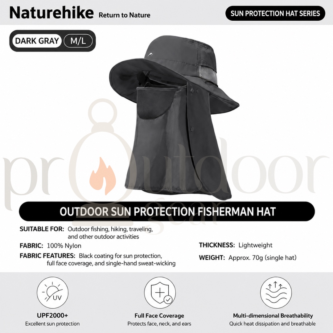 NATUREHIKE Quick Drying UV Protection Fisherman Cap Face Neck Cover Fishing Removable Sunshade Hats CYY2521FS014