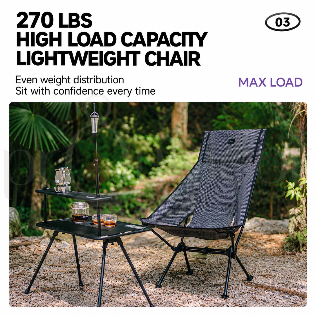 GOOUT SPRINGHILL High Back Moon Chair Carbon Fiber Lightweight Folding Camping Chair Outdoor Portable Chair