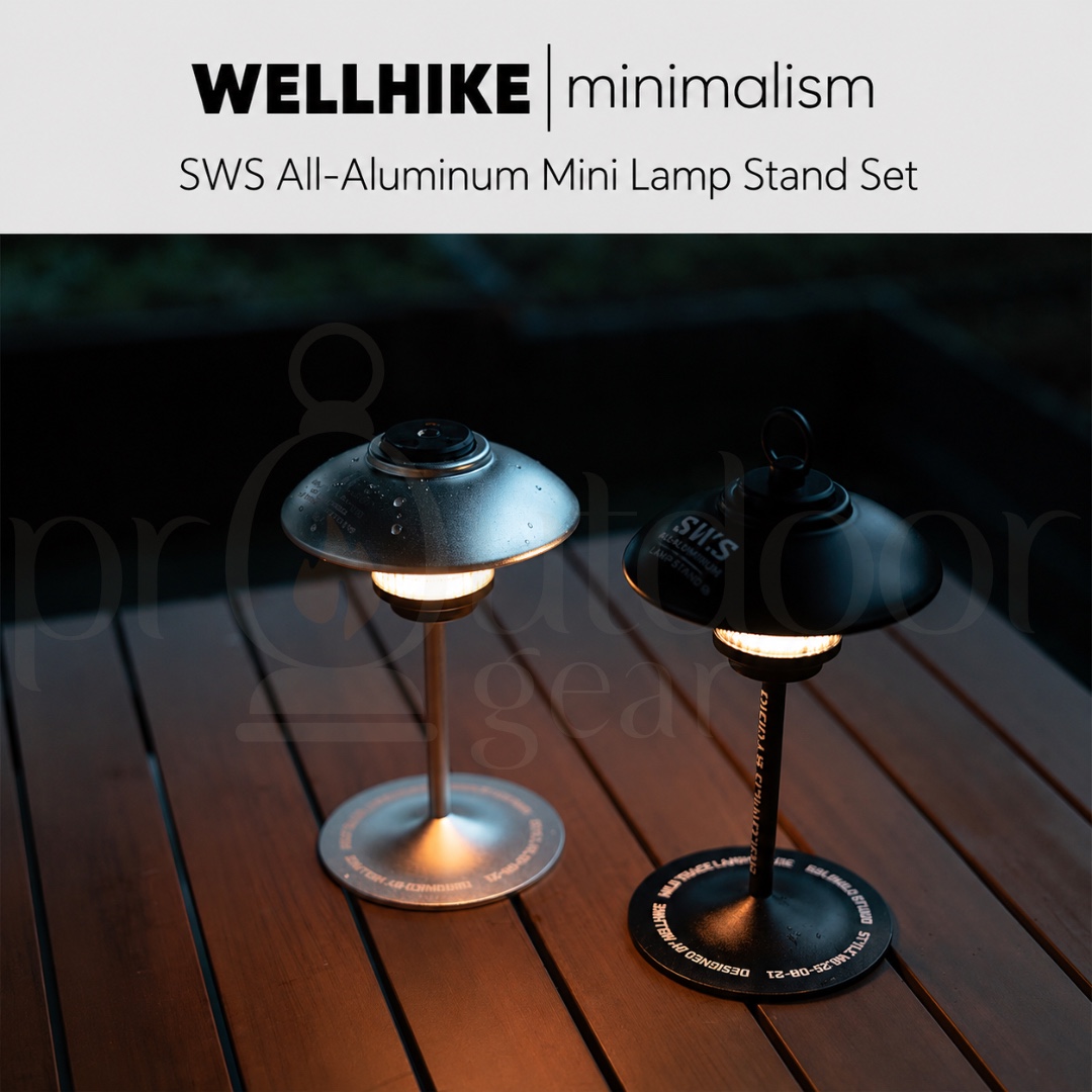 WELLHIKE Outdoor Aluminium Lamp Stand Set Camping Light Holder Retro Lampshade Portable Lighting Stand