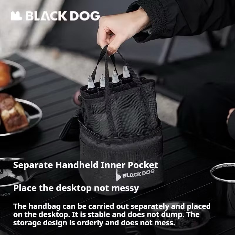 BLACKDOG Condiment Bottle Set Outdoor BBQ Seasoning Storage Bag Picnic Camping Multifunctional Spice Container 2.9L