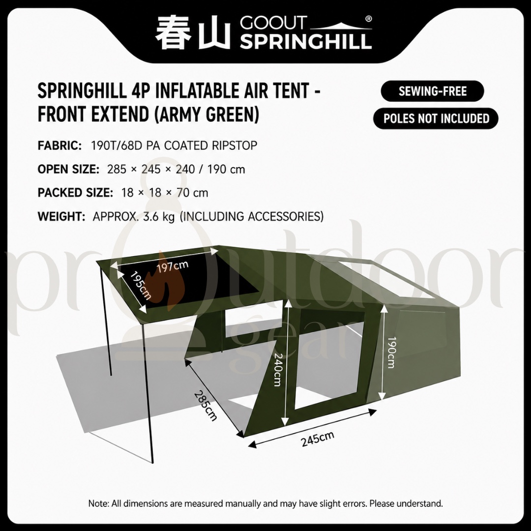 [PRE-ORDER] GOOUT SPRINGHILL Penglai 4P Inflatable Tent, One Bedroom and One Living Room Outdoor Camping Rainproof