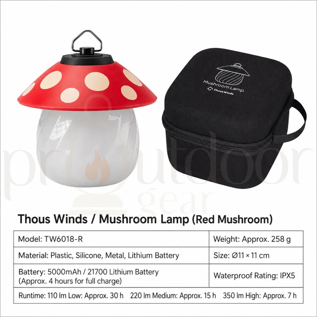 THOUSWINDS TW6018 Mushroom Lamp 5000mAh Rechargeable Camping Lantern 350 Lumens IPX5 Portable Outdoor Light