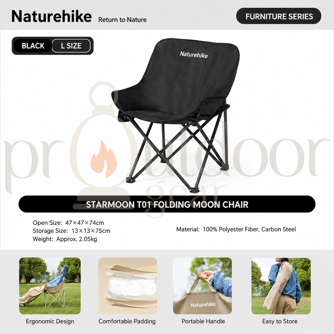 Naturehike T01 Gathering Chair Portable Outdoor Camping Folding Moon Chair Camping Armchair