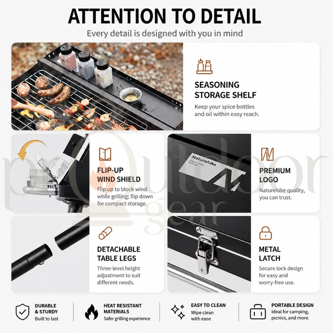 NATUREHIKE CNK2300015 Vertical BBQ Rack Camping Outdoor Household Folding Portable Charcoal Skewers Barbecue Stove