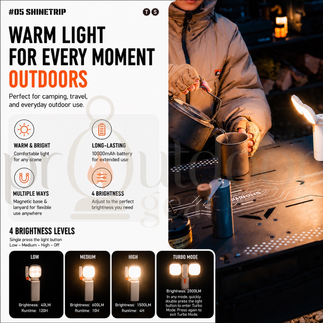 SHINETRIP 05 Telescopic Camping Lantern 10000mAh Rechargeable LED Light Magnetic IP54 Outdoor Lamp Tripod