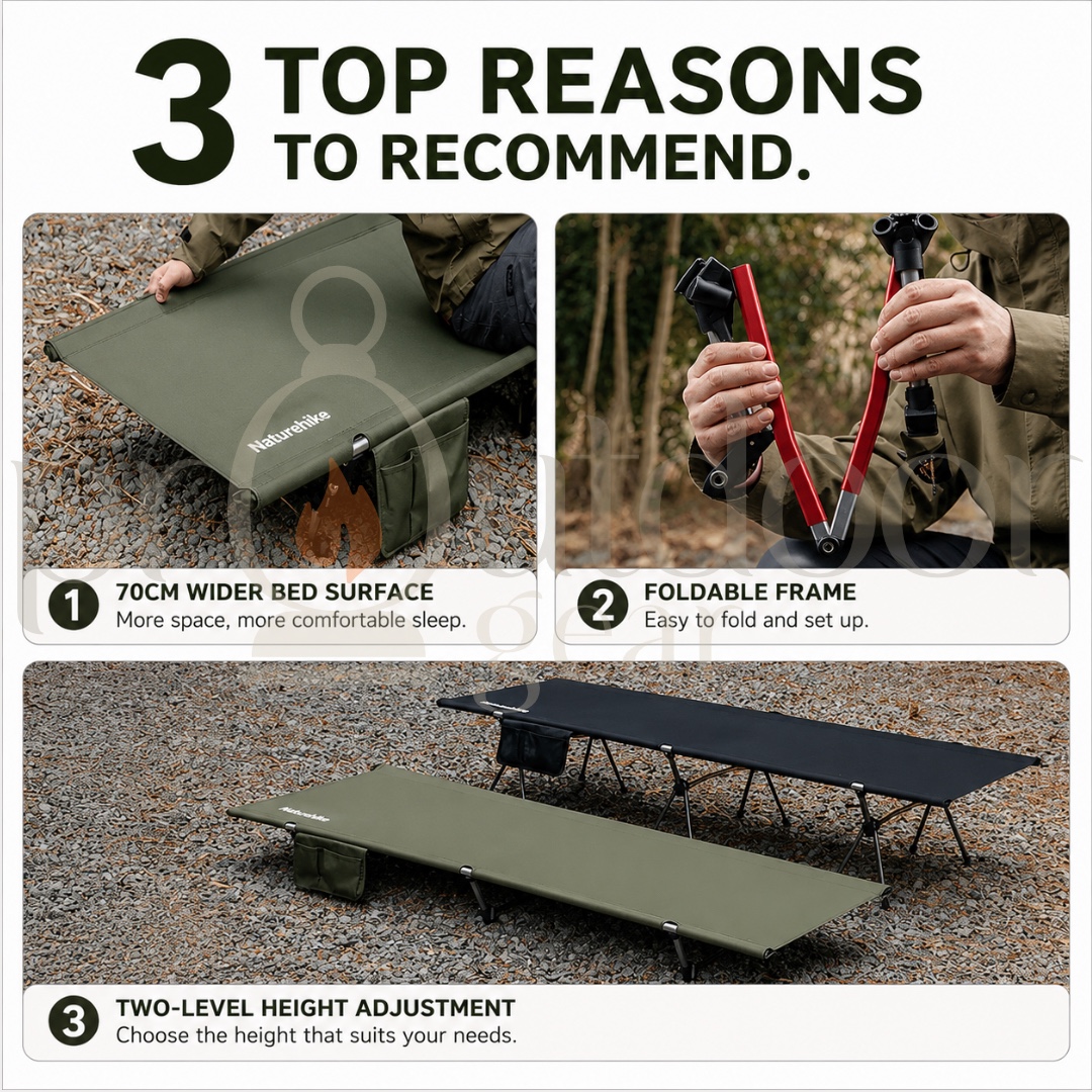 NATUREHIKE NH19JJ006 Outdoor Camping Bed 2.3kg Portable Tent Cot Foldable Sturdy Single Bed Camping Bed Hiking Travel
