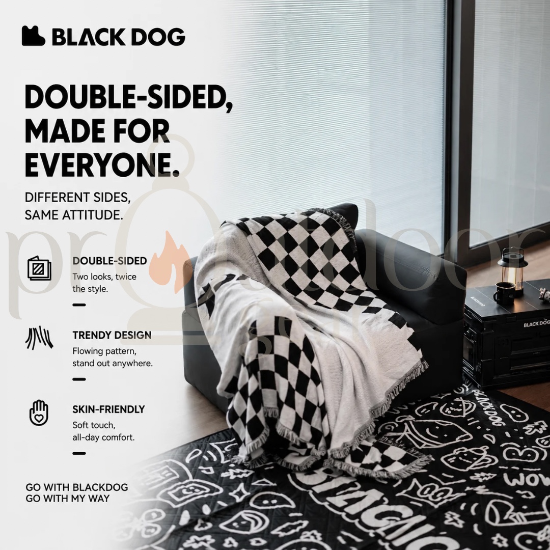 BLACKDOG Trendy Woven Blanket Reversible Camping Blanket Outdoor Throw Portable Checkerboard Blanket