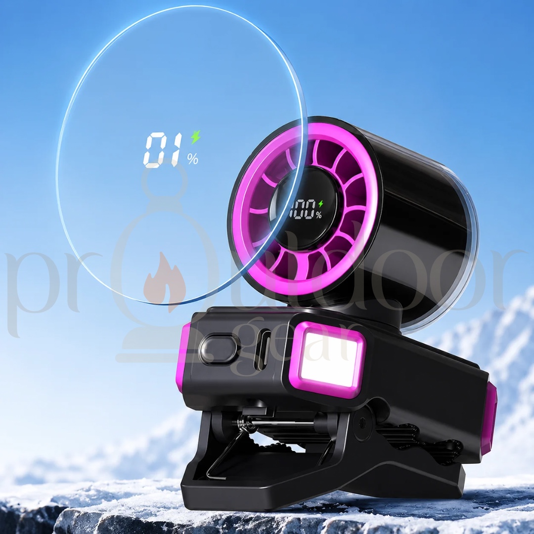 Mini Portable Clip Fan Rechargeable Umbrella Fan Waist Clip Fan Outdoor Camping Fan LED Light 100-Speed
