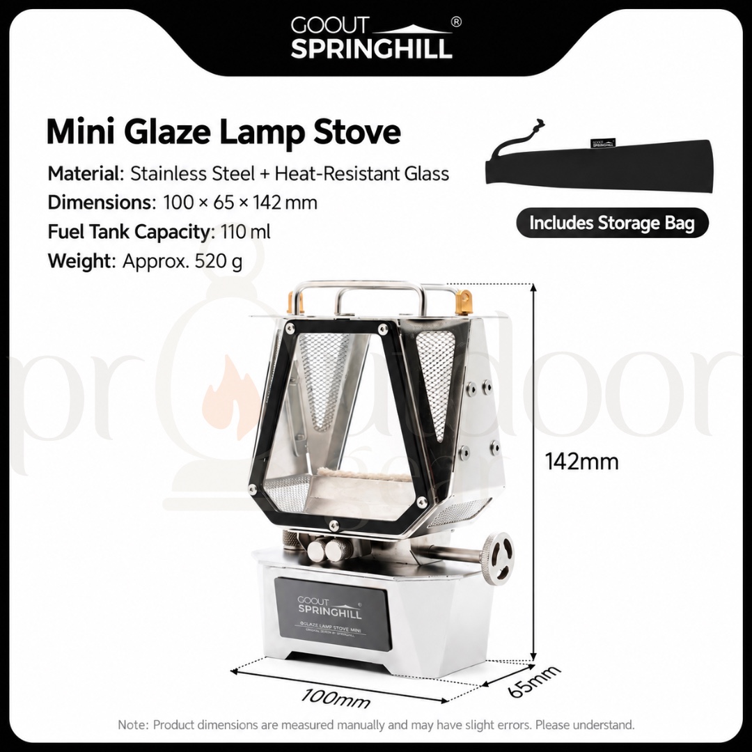 GOOUT SPRINGHILL Mini Viewing Flame Oil Lamp Stove Stainless Steel Camping Lantern Outdoor Kerosene Lamp