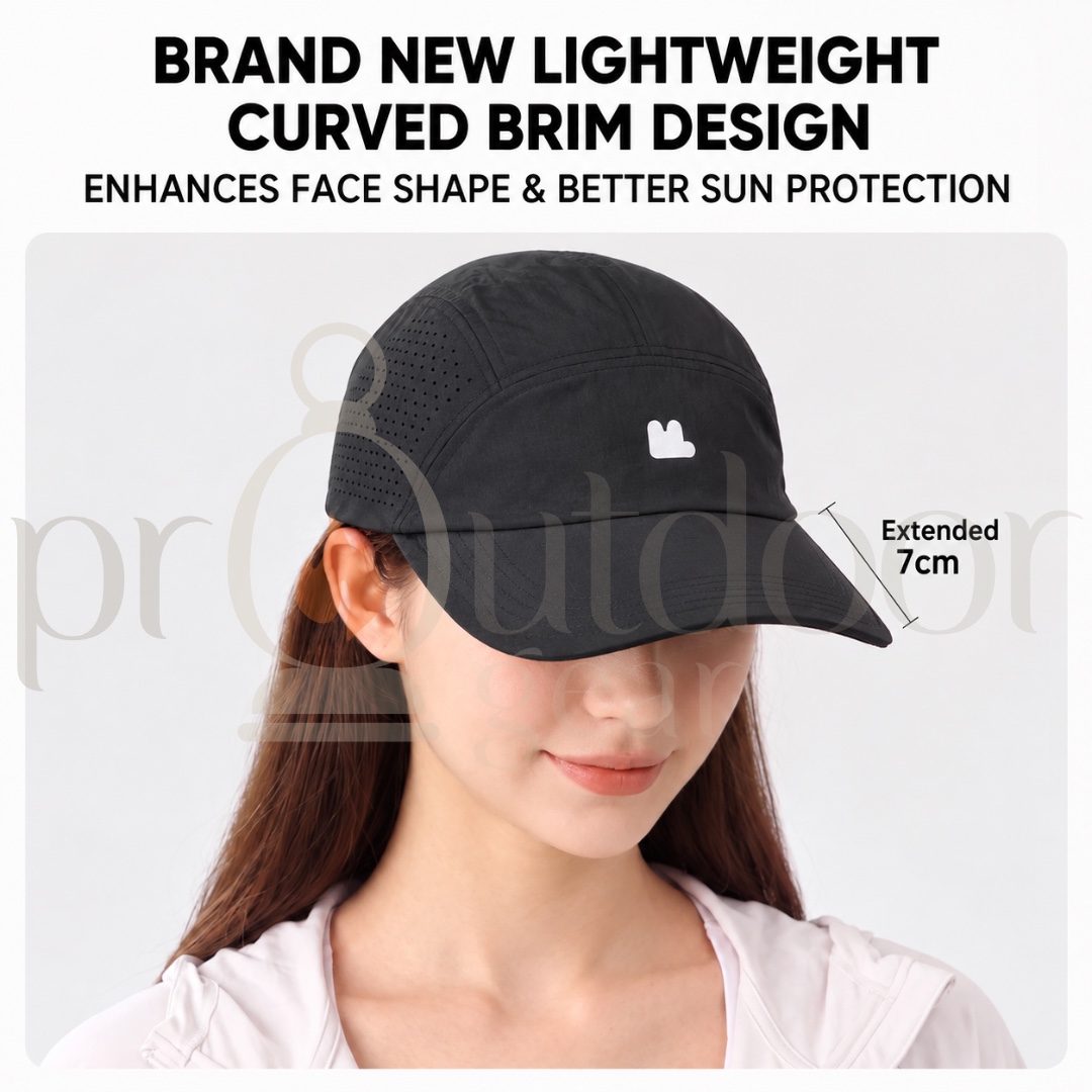 BLACKDOG CBD2650FS010 Quick Dry Running Cap UPF50+ Breathable Lightweight Sports Hiking Cycling Hat Black