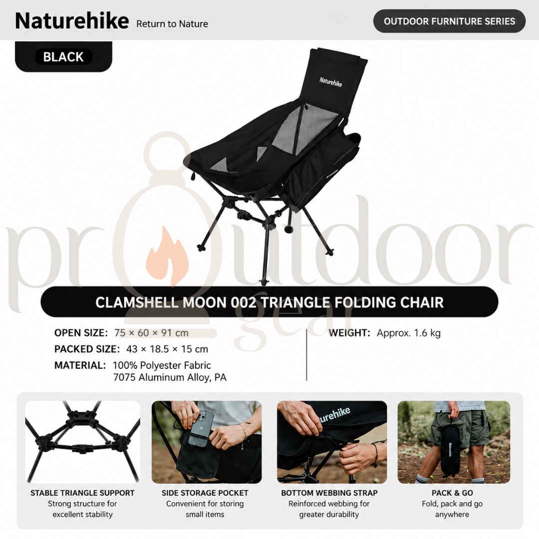 NATUREHIKE Clamshell Sea Moon 002 Triangle Folding High Back Moon Chair