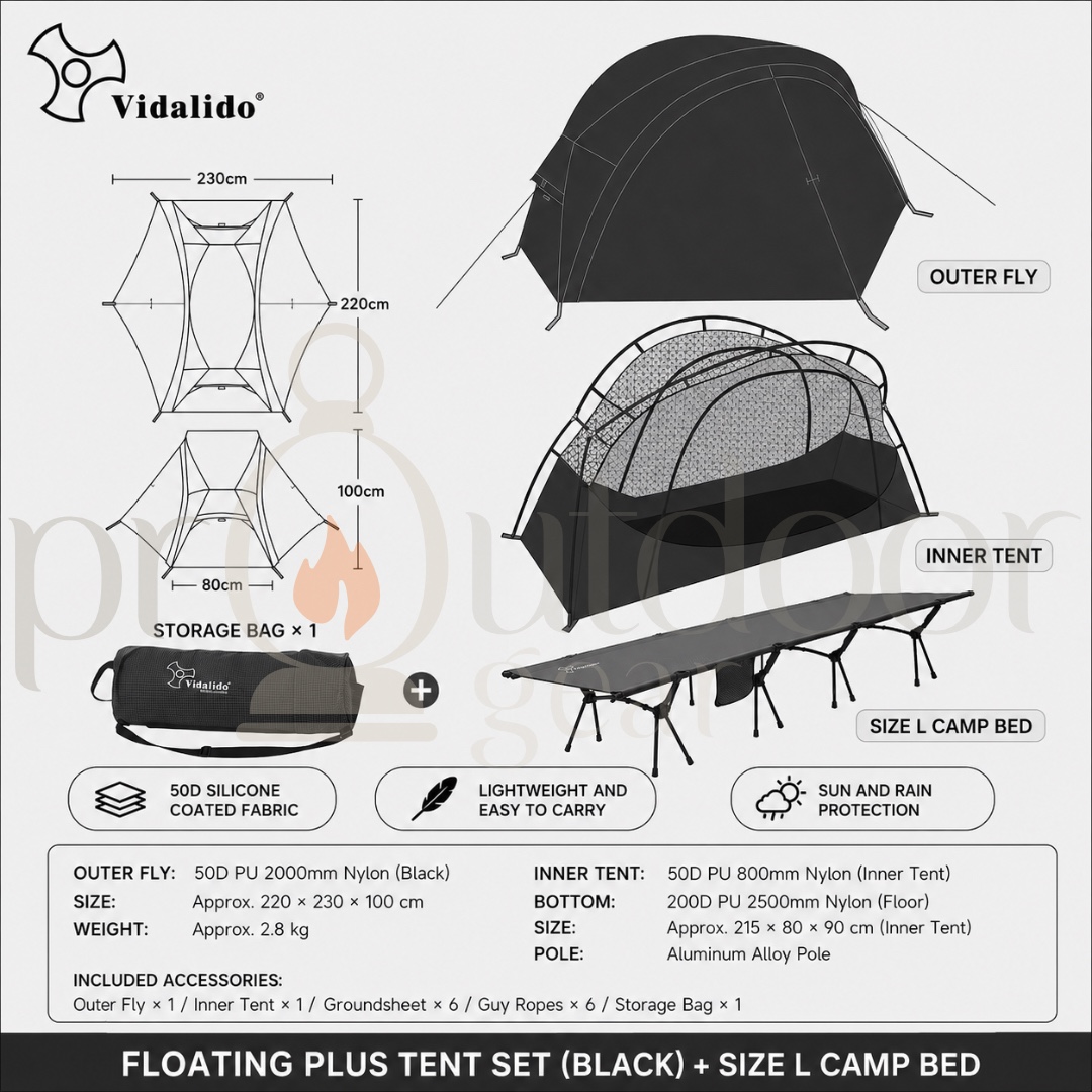 VIDALIDO Floating Island Mosquito Net cot Tent 1 person Ultra lightweight Mesh Tent