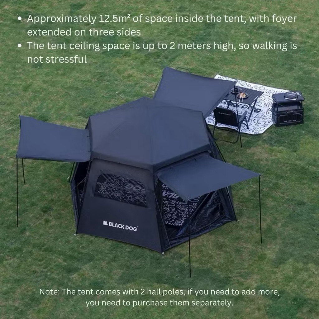BLACKDOG hexagon tent automatic portable construction-free vinyl sun protection and rain protection CBD2300QT012