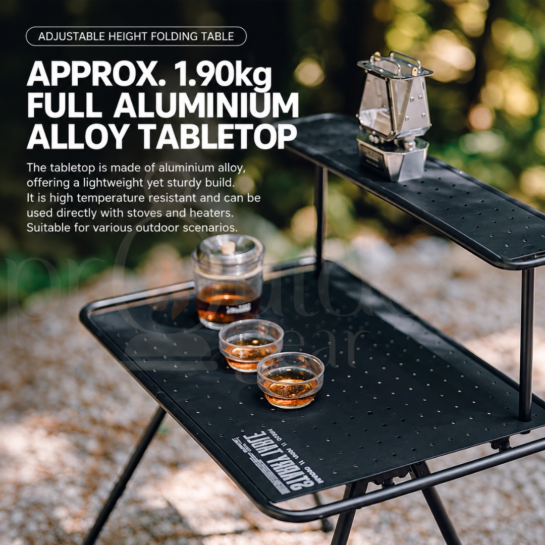 GOOUT SPRINGHILL Starry Table Adjustable Height Aluminum Folding Camping Table with Storage Rack & Lantern Pole