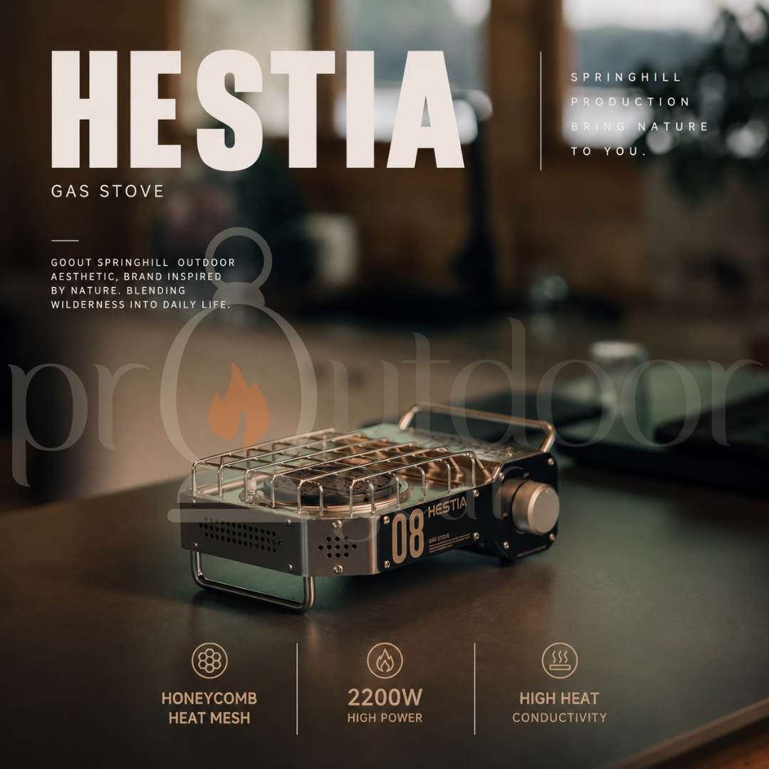 GOOUT SPRINGHILL Hestia Cassette Gas Stove 2200W Stainless Steel Portable Camping Stove with Magnetic Gas Canister