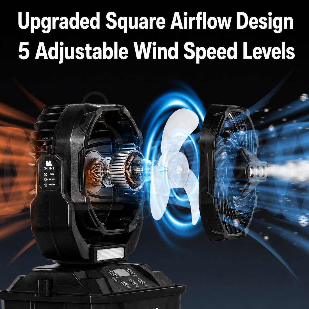 BLACKDOG CBD2659518010 Qiangxi Pro Outdoor Camping Fan 20000mAh Rechargeable Mist Fan 7L Water Tank Triple Mist Light