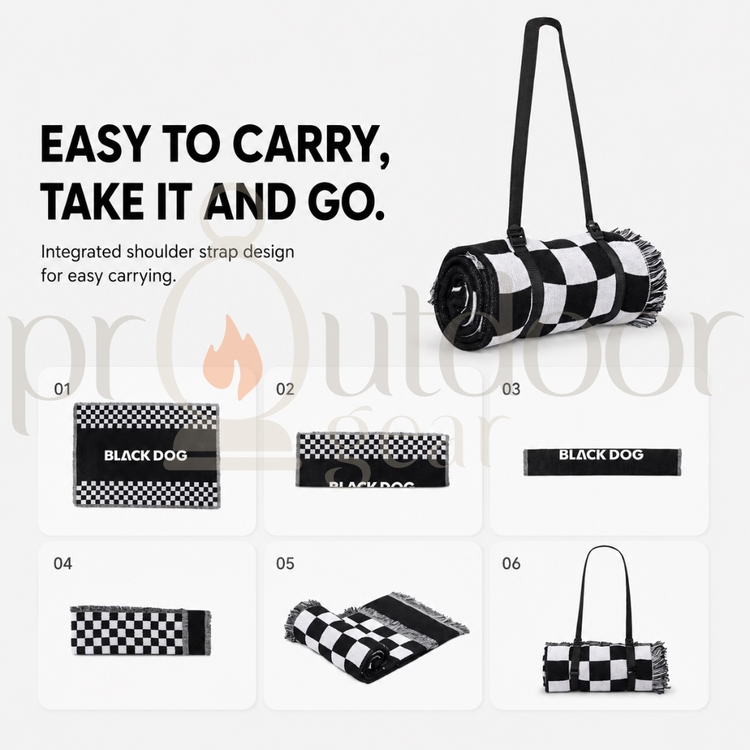 BLACKDOG Trendy Woven Blanket Reversible Camping Blanket Outdoor Throw Portable Checkerboard Blanket