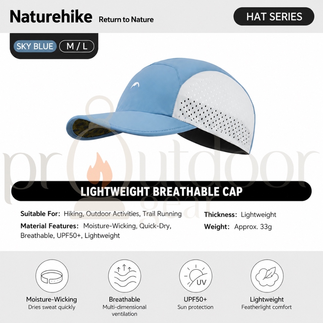 NATUREHIKE CYY2551FS013 Lightweight Breathable Sports Cap UPF50+ Quick Dry Running Hiking Trail Outdoor Mesh Hat