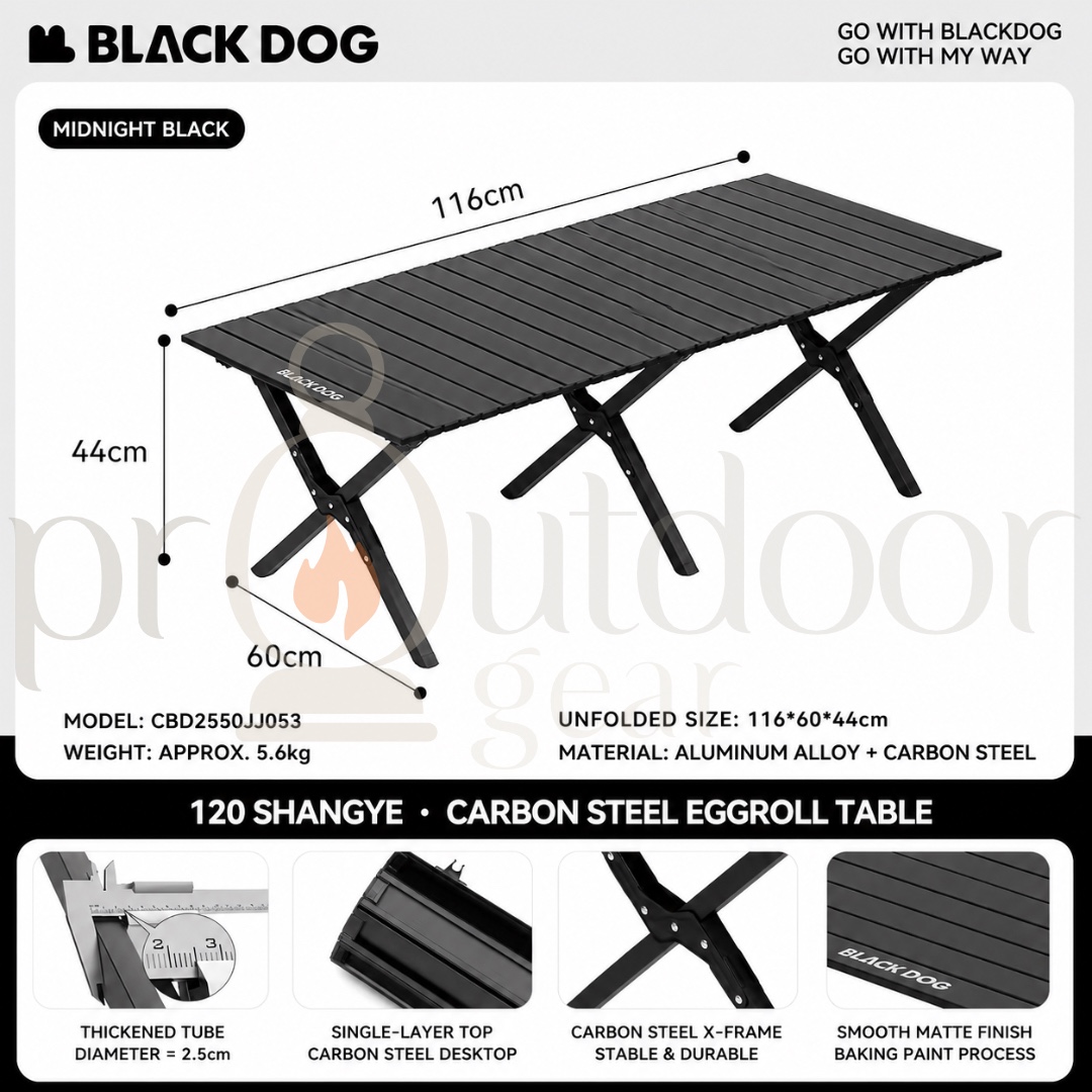BLACKDOG SHANGYE Ueno Portable Foldable Camping Table Aluminum Alloy EggRoll Outdoor Picnic Table