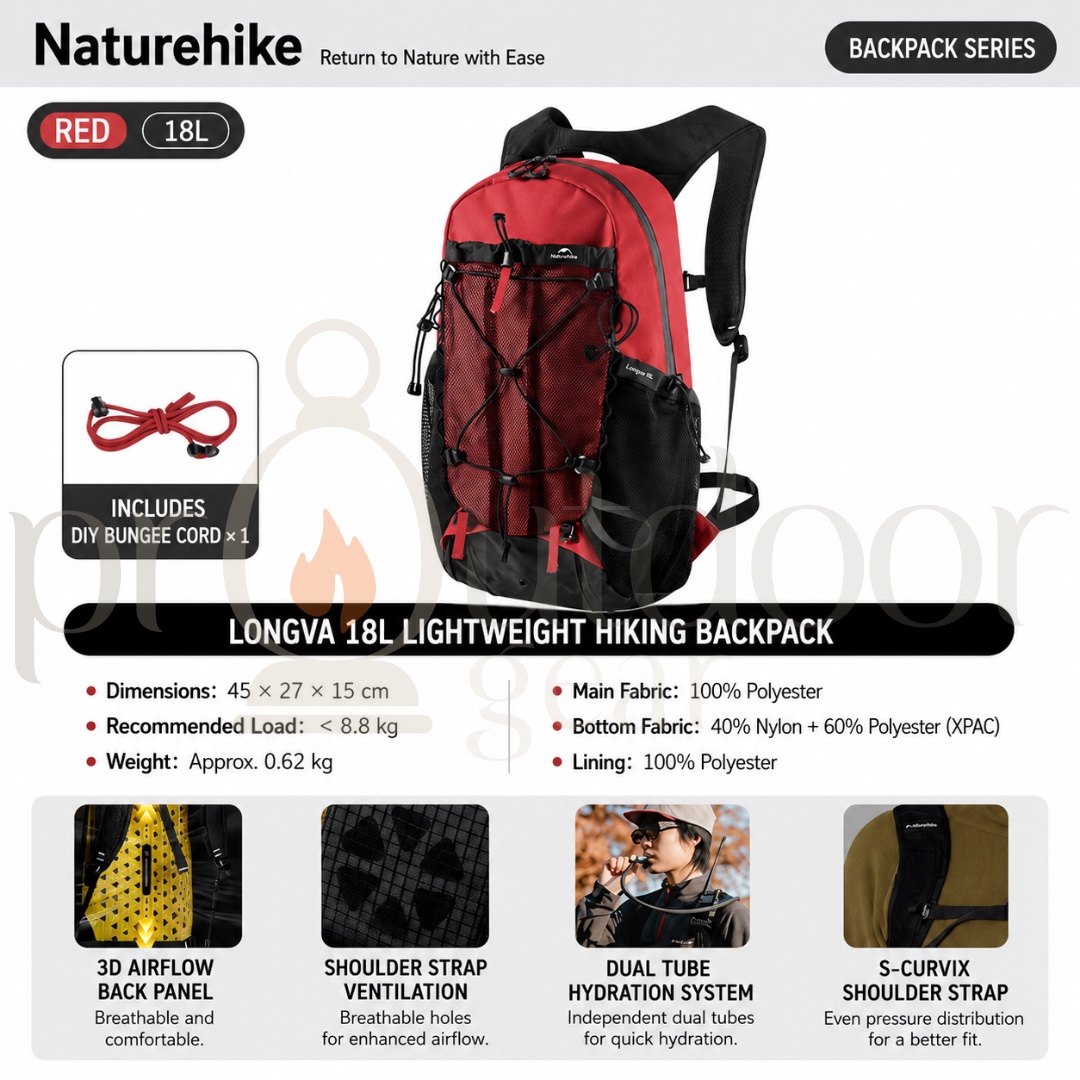 NATUREHIKE CNK2550XB015 18L Lightweight Hiking Backpack Daypack Outdoor Trekking Camping Travel Running Backpack