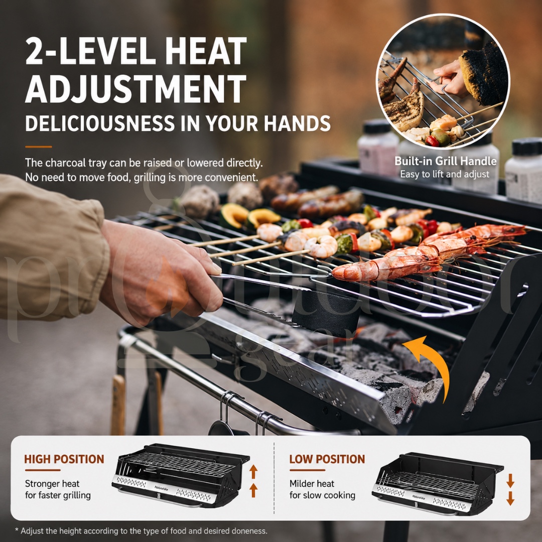 NATUREHIKE CNK2300015 Vertical BBQ Rack Camping Outdoor Household Folding Portable Charcoal Skewers Barbecue Stove