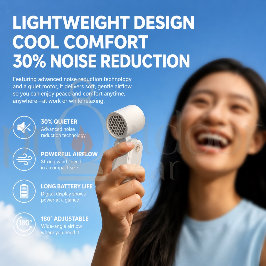 HX-F388 Mini High-Speed Turbo Fan Portable Handheld Cooling Fan 100-Speed Digital Display Type-C Rechargeable