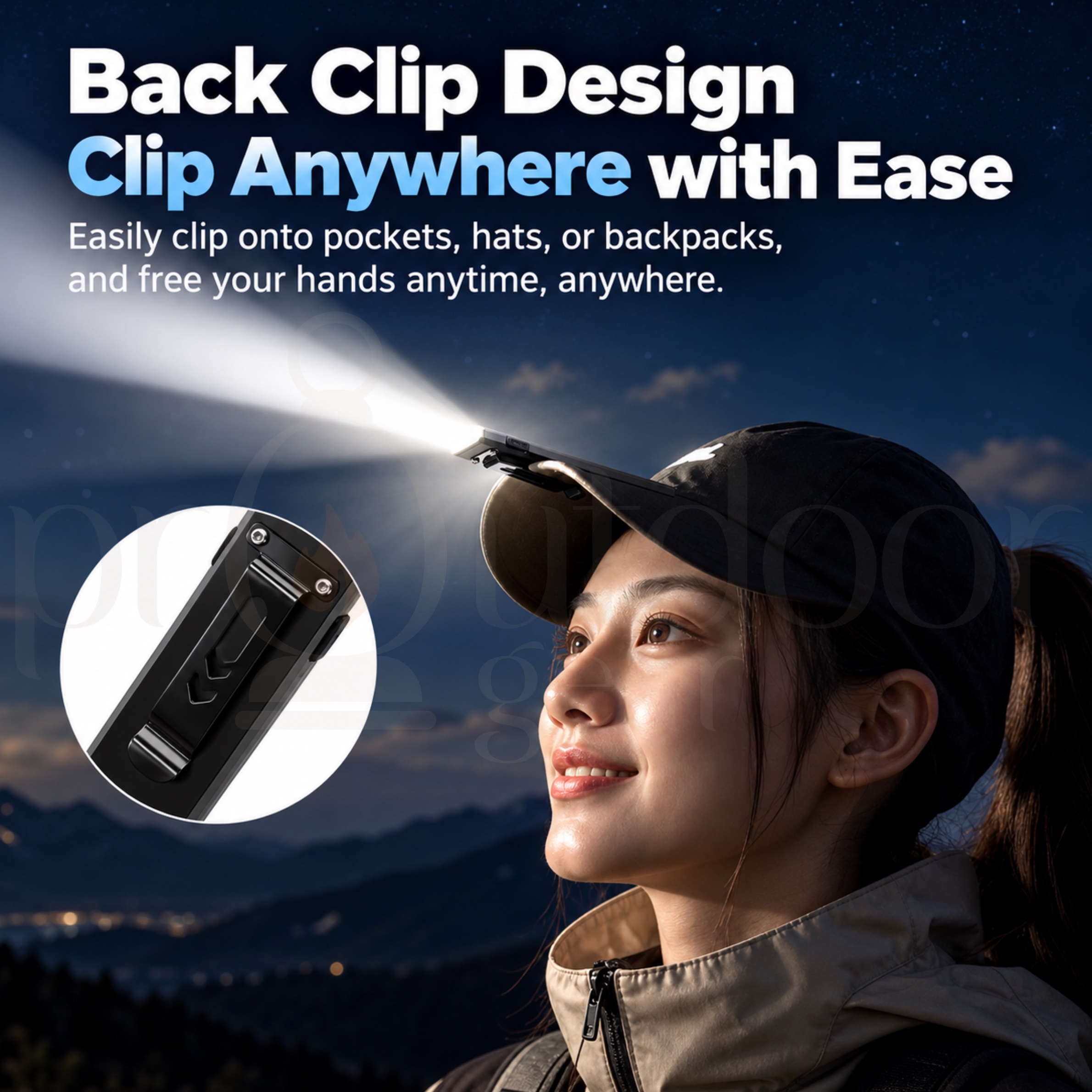 BLACKDOG CBD2650ZM014 Dual Light Source Portable Flashlight 350LM Magnetic Clip Mini Rechargeable Type-C LED Work Light