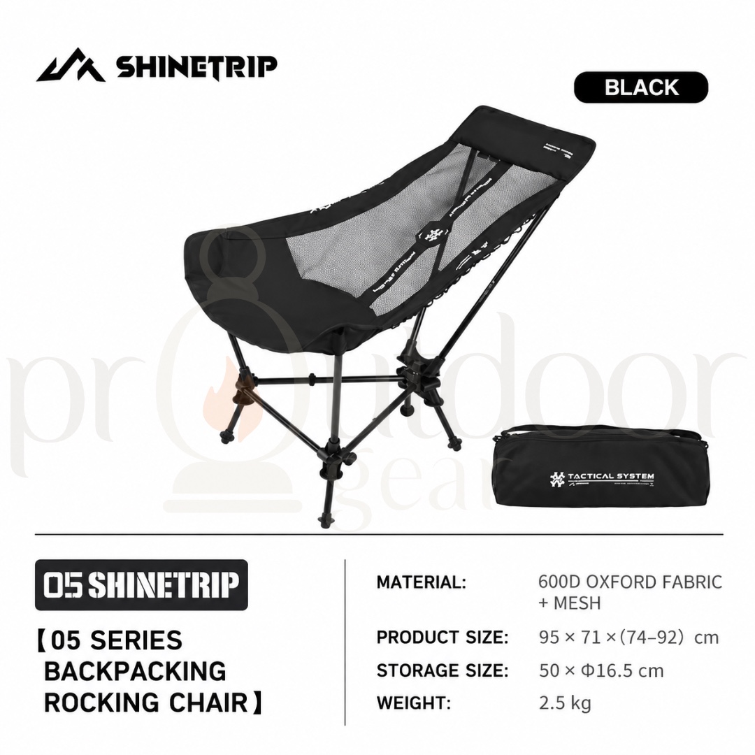 SHINETRIP A598 05 Series Backpacking Rocking Chair Portable Adjustable Camping Chair Outdoor Folding Chair